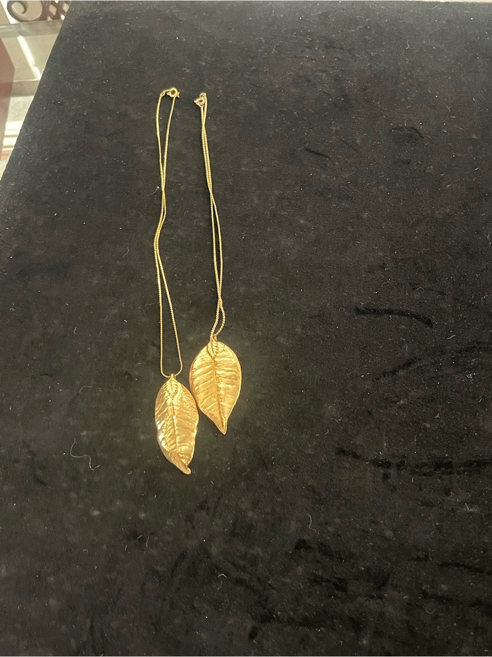 2 Gold Leaf Pendant Necklace - Women Jewelry